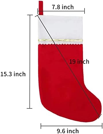36 Pack Felt Christmas Stockings, 19 Inches Red and Green Christmas Stockings, Green Cuff with Gold Trim Christmas Stockings for Family Christmas Holiday Decorations