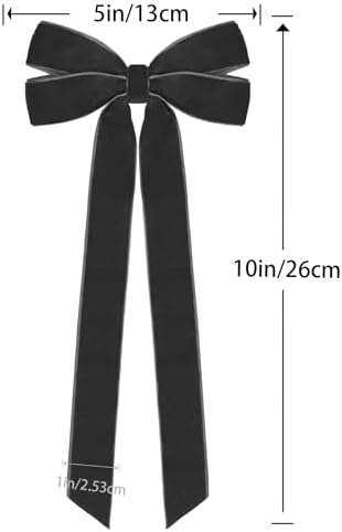Hongsome 12Pcs Black Velvet Ribbon Bows Halloween Tree Decorations,5in x 10in Christmas Ornaments for Tree Home Party Front Door Wreath Holiday Decor