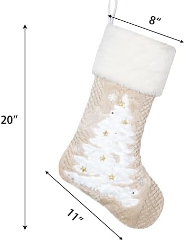 LUBOT 5 Pack Christmas Stockings Soft Large Family Xmas Stocking Set of 5 Embroidered 20" Modern Rustic Farmhouse Country Fireplace Hanging Christmas Decorations
