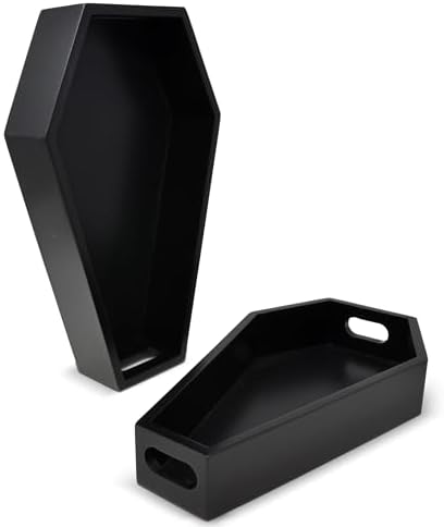 Gift Boutique Halloween Coffin Serving Trays Set of 2 Sizes Black Wood