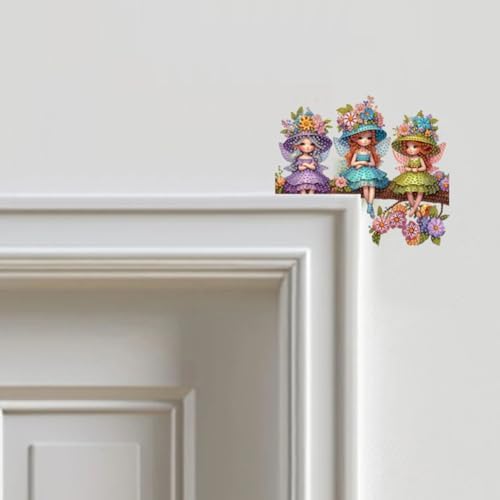 DIY Diamond Art Painting Door Corner Decor, PVC Frame Signs with Girls Designs for Holiday Home, Festive Wall Hanging Gift for Family