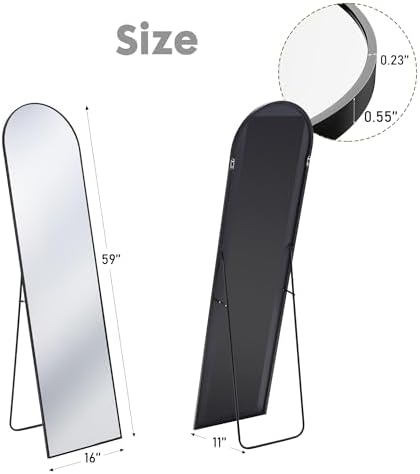 DUMOS 59"x16" Arched Full Length Floor Mirror, Full Body Mirror
