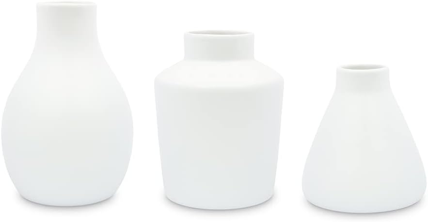 3-Piece Clay Table Vase Set / White