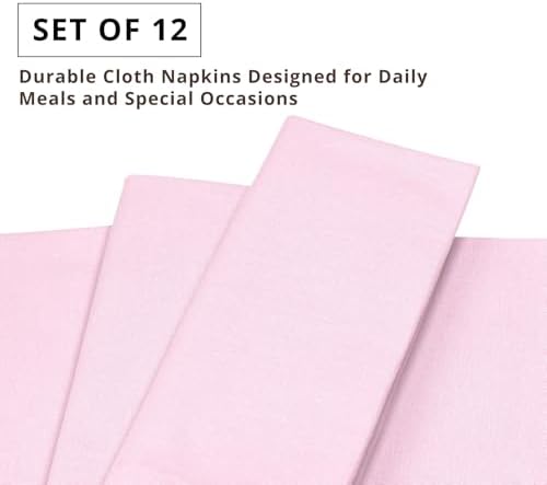 PurpleEssences Cloth Dinner Napkins 18x18 in Set of 12 - Blush Pink