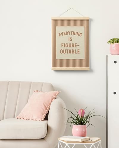 FGFK Everything Is Figureoutable Positive Affirmations Wall Art Poster Hanger Frame, Retro Warm Beige Inspirational