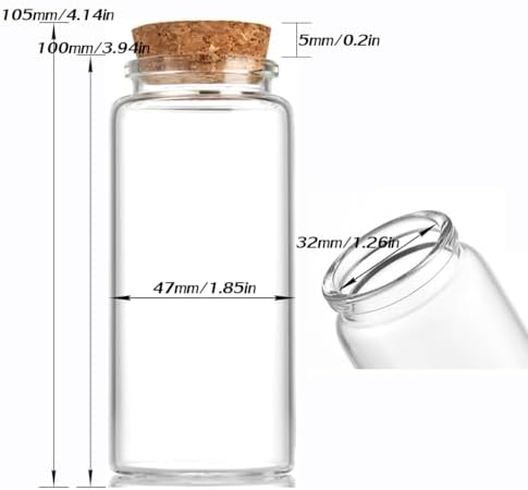 4 pcs 140ml Scripture Jars Glass Bottles with Cork Stopper Prayer Bottle Bible Verse Jar 47x100mm(1.85x3.94inch)
