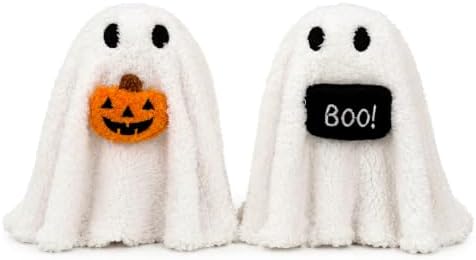 Bunny Chorus Halloween Ghost Table Decorations, 2pcs Draped Plush Ghost Decor, Cute Cozy Halloween Decor Indoor for Desk Mantel Tiered Tray Shelf Fireplace Centerpieces Home Office Party Kids Gifts