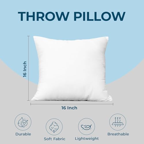 Utopia Bedding Throw Pillows, 16x16 Pillow Inserts, Pack of 1, White