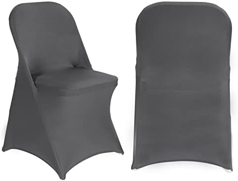 HAINARverS Folding Chair Covers for Wedding, 10pcs Gray