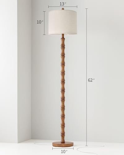 BOBOMOMO 62" Rustic Floor Lamp for Living Room, Retro Farmhouse Floor Lamp Rotary Switch, Resin Standing Lamp for