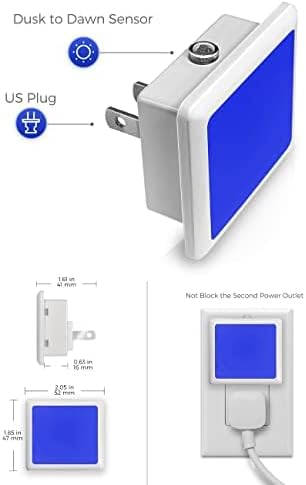 L LOHAS LED Blue Night Lights Plug into Wall 2-Pack, Plug in Night Light