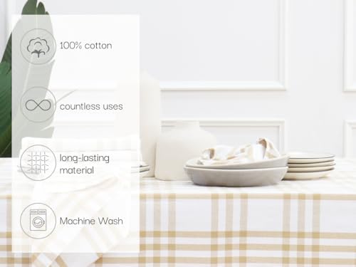 PurpleEssences Plaid Napkins 18x18 Homestead Plaid - Beige & White