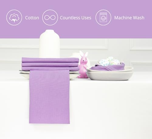 PurpleEssences Cloth Dinner Napkins 18x18 in Set of 12 - Lavender