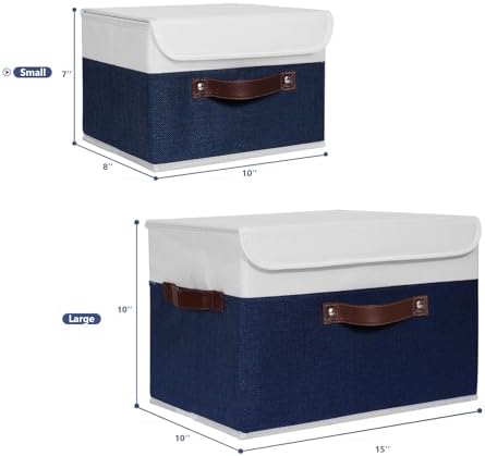 Storage Boxes / Lids Washable Decorative Storage Bins Basket / Small / Deep Blue White