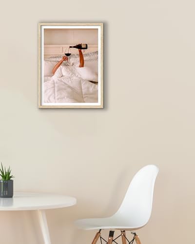 EcoHest 12x16 in Woman Drinking Wine in Bed Canvas Art