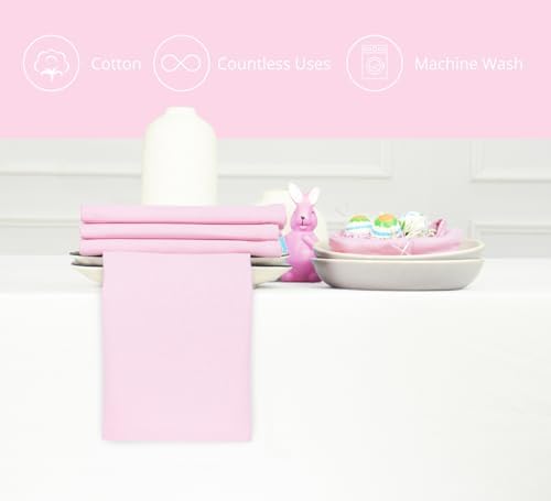 PurpleEssences Cloth Dinner Napkins 18x18 in Set of 12 - Blush Pink