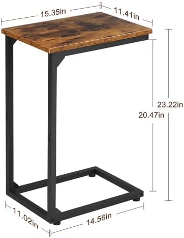 AMHANCIBLE C Shaped End Table, Slide Under Couch Table for Sofa