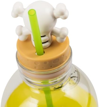 COOL GEAR 30 oz Potion Bottle with Removable Lid and Straw | Durable, BPA-Free Plastic Halloween Water Bottle with Spooky Design for Trick-or-Treating, Parties or Everyday Use (Green/Skull)