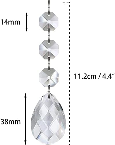 Jishi 30pk Crystal Teardrop Ornaments for Christmas Tree Decorations, Hanging Clear Plastic Acrylic Tear Drop Crystal Ornaments for Christmas Tree, Xmas Bead Garland New Years Party Supplies Clearance