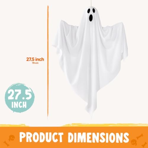JOYIN 4 Pcs Halloween Party Decoration 27.5" Hanging Ghosts, Cute Flying Ghost for Front Yard Halloween Decorations Outdoor Party Décor and Holiday Decoration