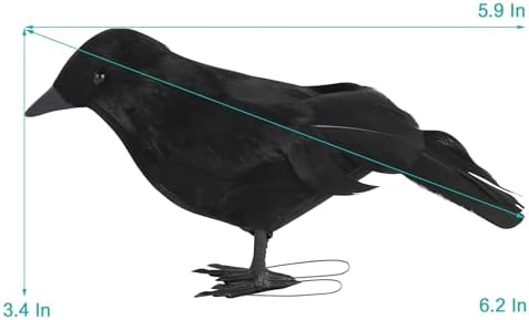ATDAWN Halloween Birds, Black Feathered Crows, Realistic Looking Halloween Birds Decoration Birds, 6.2" (12)
