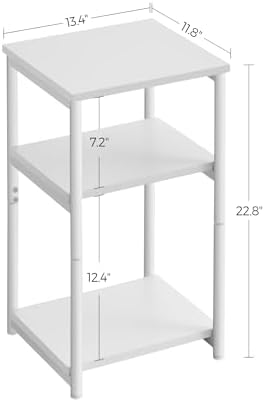 VASAGLE Side Table, Small End Table, Tall Nightstand, Steel Frame