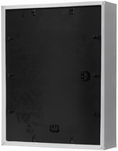 FrameWorks 12” x 16” White Wooden Shadow Box Frame – Display Case with Soft Felt Back, Memory Box with Tempered Glass