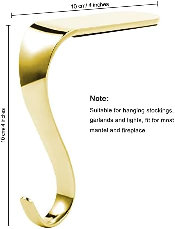 Sunshane 6 Pieces Christmas Stocking Holders Mantel Hanger Hooks Xmas Mantle Grips Set Safety Hang Stocking Clips for Christmas Party Decoration (Gold)