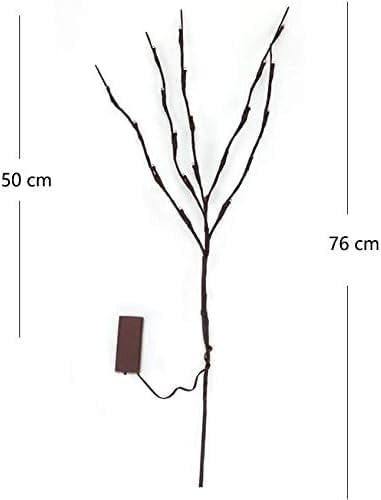 DK177 4 Pack Led Branch Light Battery Operated Lighted Branch Vase Filler Willow Tree Artificial Little Twig Power Brown 30 Inch 20 LED for Home Romantic Decoration, Warm White
