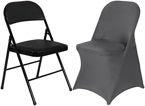 HAINARverS Folding Chair Covers for Wedding, 10pcs Gray
