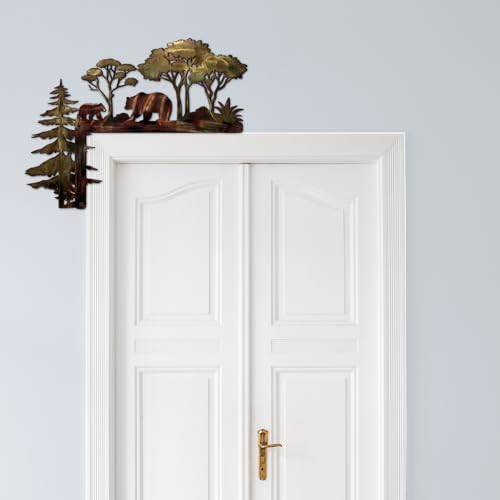MorningRo 4 Pcs Rustic Forest Themed Door Frame Topper Metal Wall Art