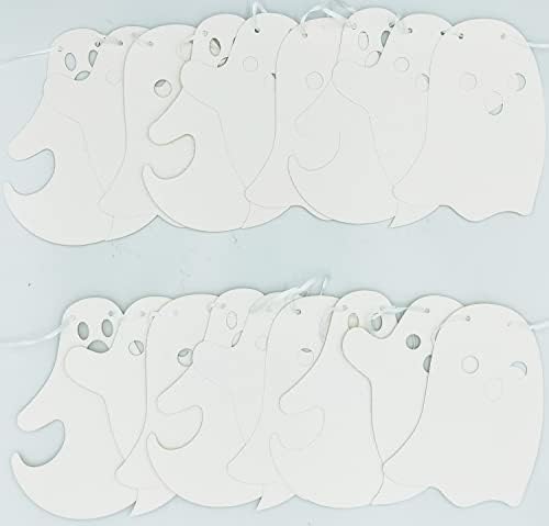 2 Pack Glittery Halloween Hanging Ghost Banners Halloween Party White Ghost Garland Party Banner for Haunted Houses Home Decorations Supplies White