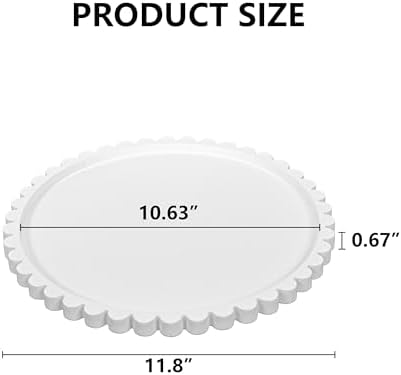 Decorative Wood Tray / White / 11.8 Inch