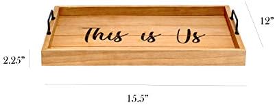 Elegant Designs HG2000-NTU Decorative Wood Serving Tray w/Handles, 15.50" x 12", This is Us, Natural Wood
