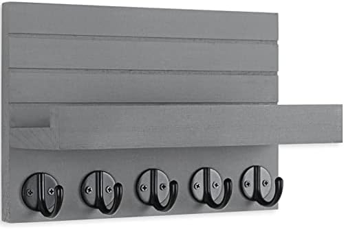 Lwenki Key Holder for Wall, Decorative Key and Mail Holder with Shelf Has Large Key Hooks for Bags, Coats, Umbrella –