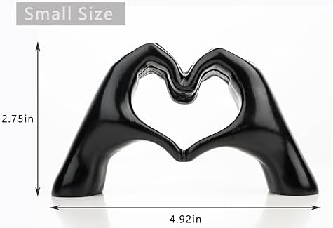Small Heart Hands Sculpture Decor for Living Room Bedroom Bookshelf Coffe Table and Office Display, Love Finger Statue