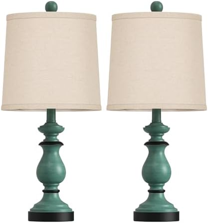 PARTPHONER Traditional Table Lamp Set of 2, Rustic Farmhouse Table Lamps for Living Room Bedroom, 22" Bedside Desk
