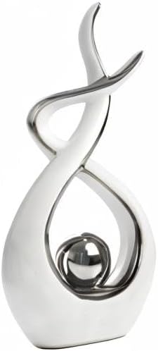 Home Decor Modern Abstract Art Ceramic Statue Table Decorations / White and Silver / Large