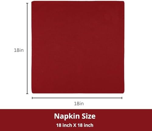 PurpleEssences Cloth Dinner Napkins 18x18 in Set of 12 - Red