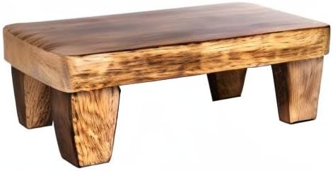 Wooden Tray Pedestal Decor / Dark Polished Mango Wood