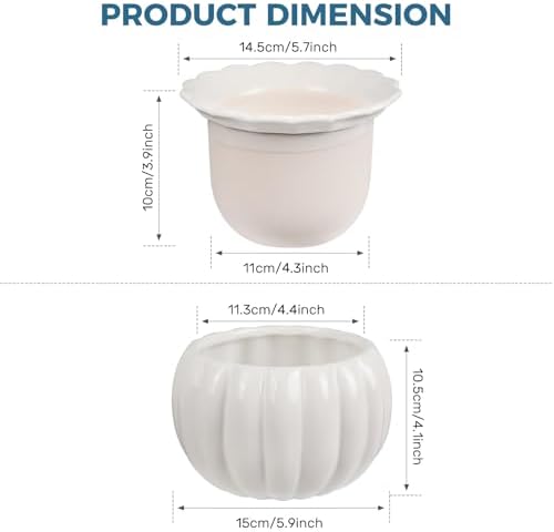 BUYMAX 6 Inch Self Watering Ceramic African Violet Pot Indoor Plant Pot