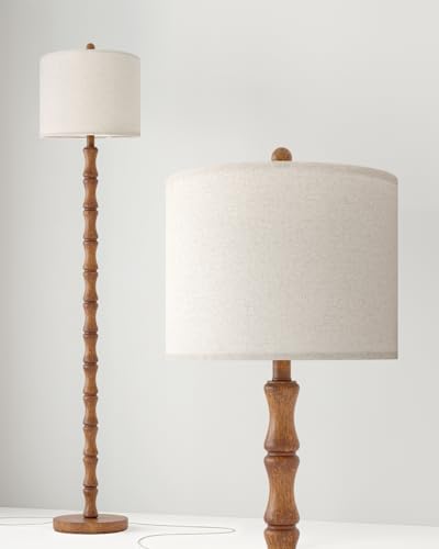 BOBOMOMO 62" Rustic Floor Lamp for Living Room, Retro Farmhouse Floor Lamp Rotary Switch, Resin Standing Lamp for