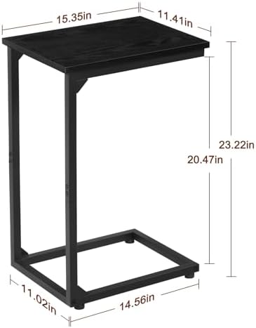 AMHANCIBLE C Shaped End Table Set of 2, Couch Side Table that Slide Under