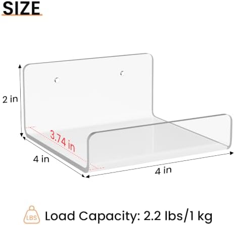 upsimples 4" Acrylic Shelves, Small Shelf for Wall Decor and Display, 4 Pcs