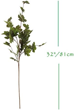 6pcs Artificial Maple Tree Branches, 32 Inch Faux Autumn Leaves Stems for Fall Vase Arrangements, Centerpieces, Harvest Wreaths, and Home Decorations,Dark Green