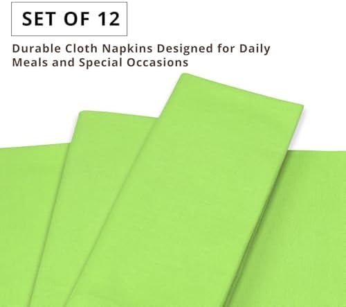PurpleEssences Cloth Dinner Napkins 18x18 in Set of 12 - Apple Green