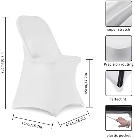 HAINARverS Stretch Spandex Folding Chair Covers, 100PCS Upgrade White