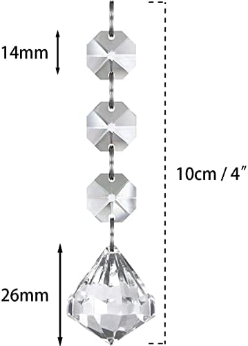 Jishi 30pk Crystal Diamond Ornaments for Christmas Tree Decorations, Hanging Clear Plastic Acrylic Diamonds for Wedding Anniversary Party Decoration Centerpieces Chandelier Prism Drop Pendant Supplies