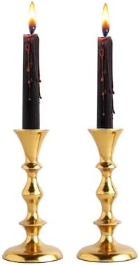 Rely+ Gold Candle Holders Set of 2 Decorative Centerpiece Table Candlesticks Holders for Taper Candles Home Decor Easter Candle Holders for Dinner Party Wedding Decorations