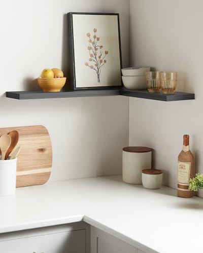 BAYKA Grey Floating Shelves 22.5in, Set of 2, Wall Mounted for Wall Deocr